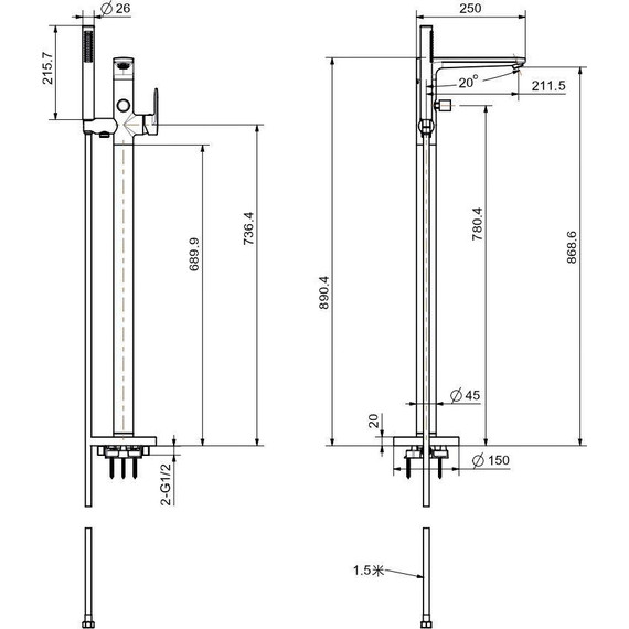 Смеситель для ванны Aquatek Ника AQ1845MB, чёрный матовый, Цвет производителя: чёрный матовый фото 9