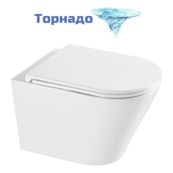 Унитаз подвесной безободковый Grossman GR-4403SQ с крышкой микролифт (Система смыва торнадо) фото 
