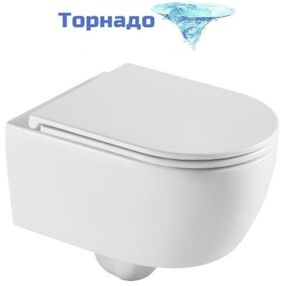 Унитаз подвесной безободковый Grossman GR-4415SQ с крышкой микролифт (Система смыва торнадо) фото 