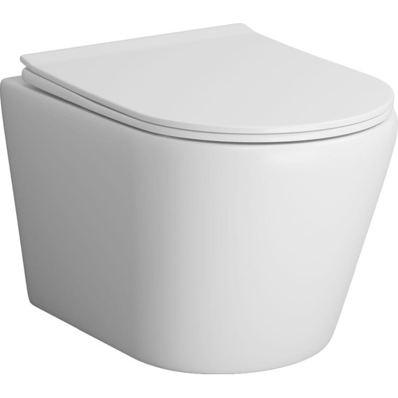 Унитаз подвесной безободковый Grossman Fly GR-4478MS с крышкой микролифт, белый матовый, Цвет производителя: белый матовый фото 