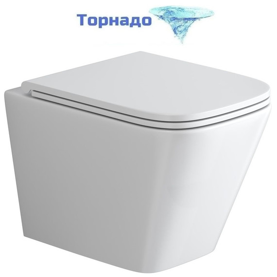 Унитаз подвесной безободковый Grossman GR-4479SQ с крышкой микролифт (Система смыва торнадо) фото 