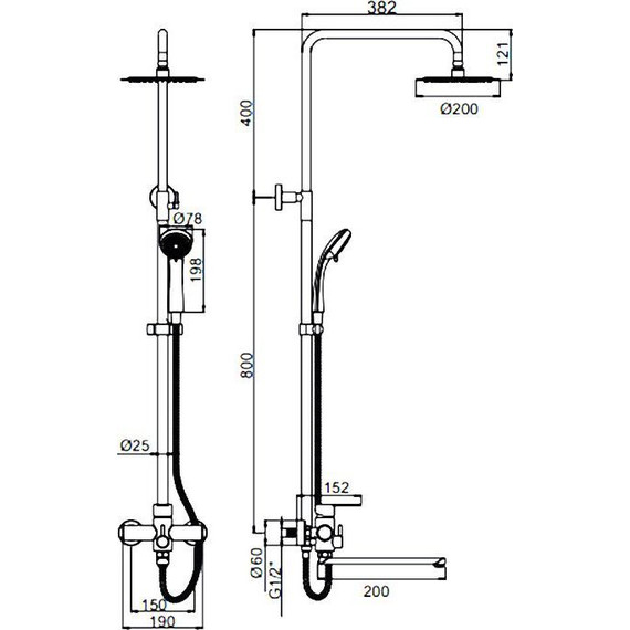 Душевая стойка Ledeme L72403-1, нержавеющая сталь - 2 Душевая стойка Ledeme L72403-1, нержавеющая сталь фото 2
