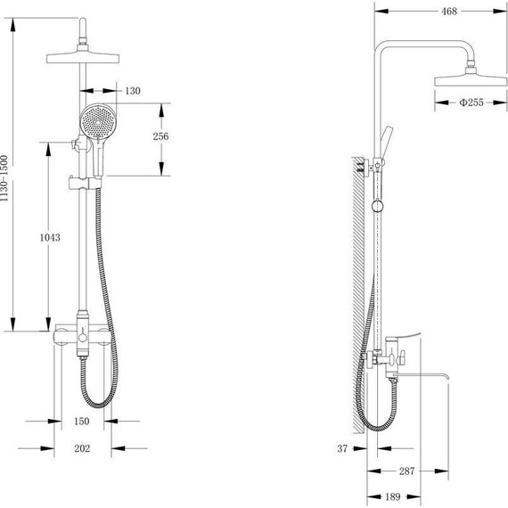 Душевая стойка Belz B24812-7, чёрный матовый фото 39