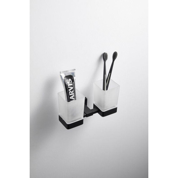 Двойной стакан для зубных щеток Belz B90308, чёрный матовый - 4 Двойной стакан для зубных щеток Belz B90308, чёрный матовый фото 4