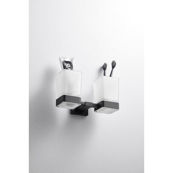 Двойной стакан для зубных щеток Belz B90308, чёрный матовый - 5 Двойной стакан для зубных щеток Belz B90308, чёрный матовый фото 5