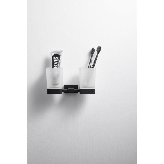 Двойной стакан для зубных щеток Belz B90308, чёрный матовый - 3 Двойной стакан для зубных щеток Belz B90308, чёрный матовый фото 3