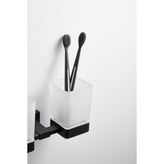 Двойной стакан для зубных щеток Belz B90308, чёрный матовый - 11 Двойной стакан для зубных щеток Belz B90308, чёрный матовый фото 11