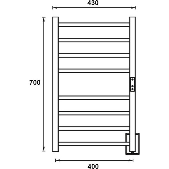 Полотенцесушитель электрический Gerhans П8 400х700 мм K680743B-3, чёрный (скрытое подключение) - 2 Полотенцесушитель электрический Gerhans П8 400х700 мм K680743B-3, чёрный (скрытое подключение) фото 2