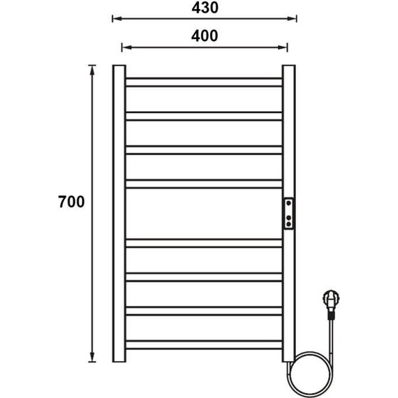 Полотенцесушитель электрический Gerhans П8 400х700 мм K680743B, чёрный (скрытое подключение) - 2 Полотенцесушитель электрический Gerhans П8 400х700 мм K680743B, чёрный (скрытое подключение) фото 2