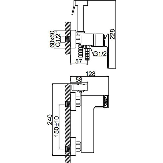 Набор для гигиенического душа Ledeme L5278B, чёрный - 11 Набор для гигиенического душа Ledeme L5278B, чёрный фото 11