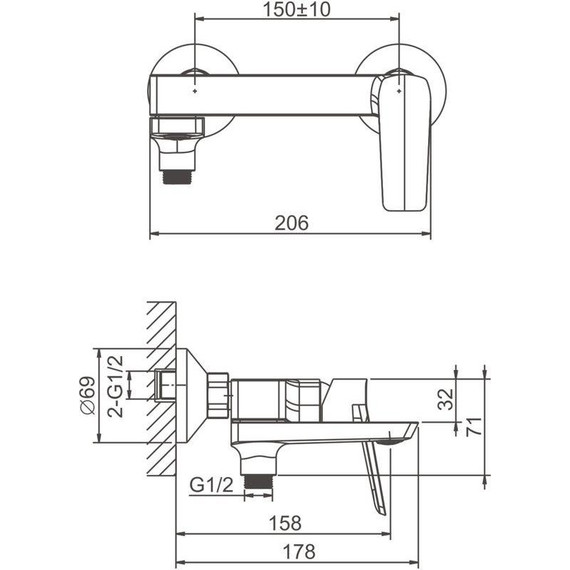 Смеситель для ванны Belz B60715-3, оружейная сталь фото 51
