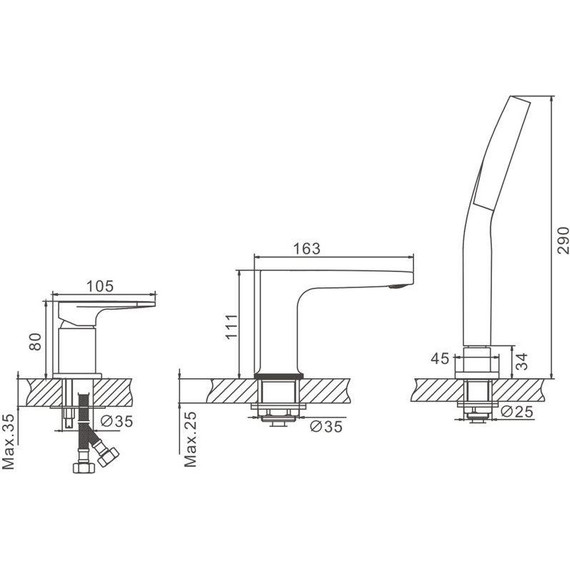 Смеситель для ванны Belz B66713-5, золото брашированное фото 23