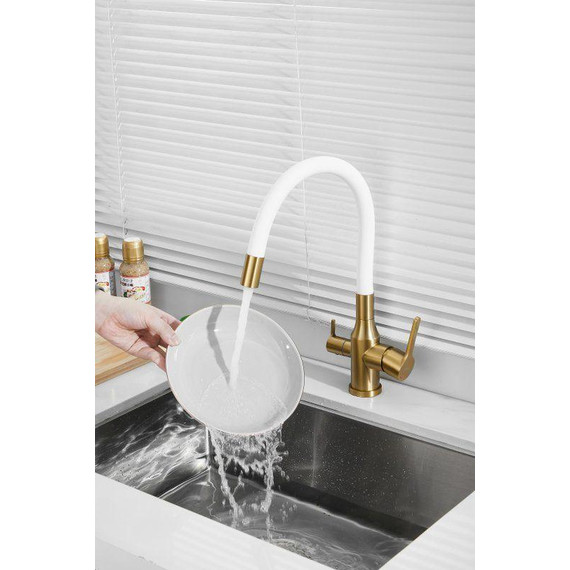 Смесители для кухни Belz B76814-5, золото/белый фото 9