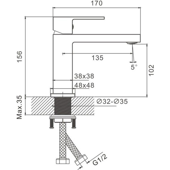 Смеситель для раковины Belz B10658-5, золото фото 7