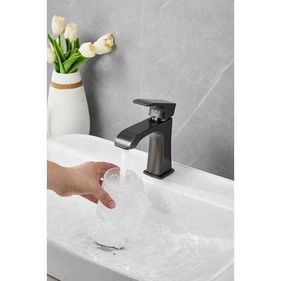 Смеситель для раковины Belz B10507-3, оружейная сталь фото 3