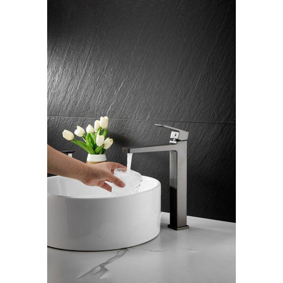 Смеситель для раковины высокий Belz B11658-3, оружейная сталь фото 2