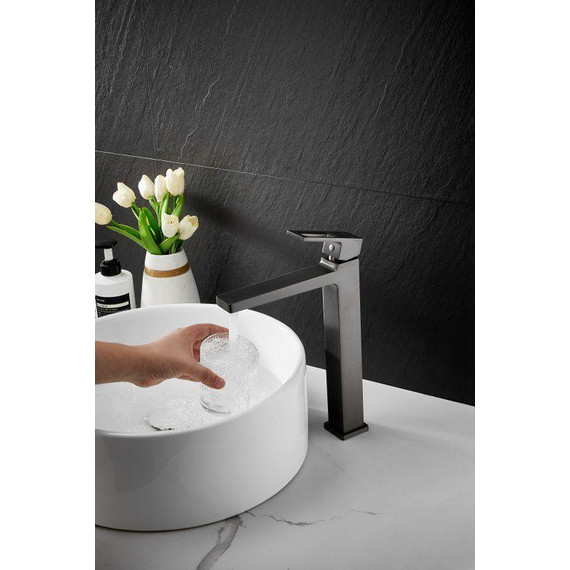 Смеситель для раковины высокий Belz B11658-3, оружейная сталь фото 3