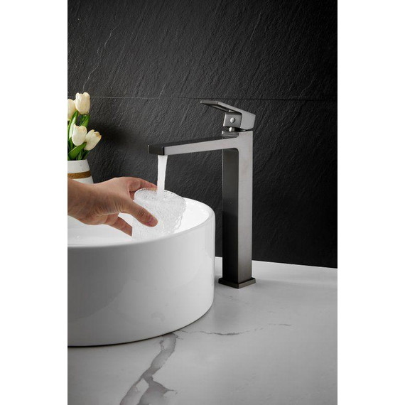 Смеситель для раковины высокий Belz B11658-3, оружейная сталь фото 5