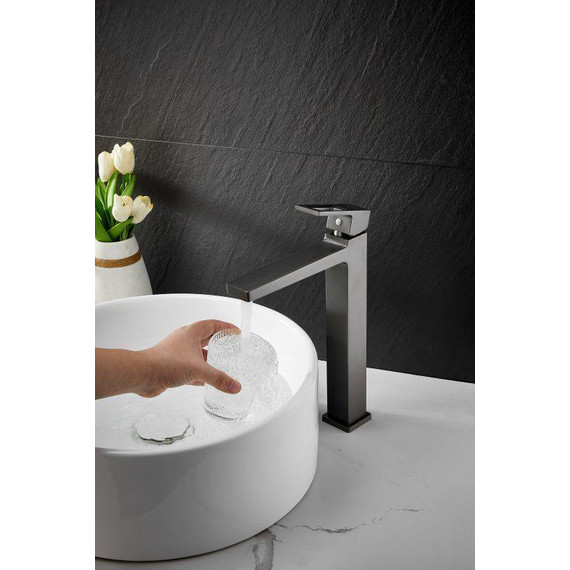 Смеситель для раковины высокий Belz B11658-3, оружейная сталь фото 7