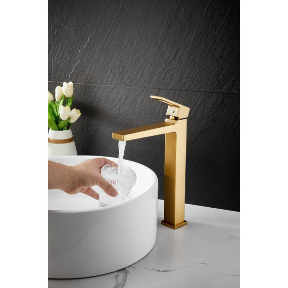 Смеситель для раковины высокий Belz B11658-5, золото фото 11