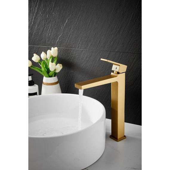 Смеситель для раковины высокий Belz B11658-5, золото фото 12