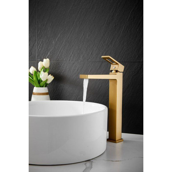 Смеситель для раковины высокий Belz B11658-5, золото фото 13