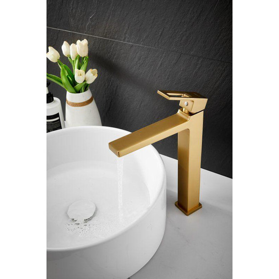 Смеситель для раковины высокий Belz B11658-5, золото фото 20