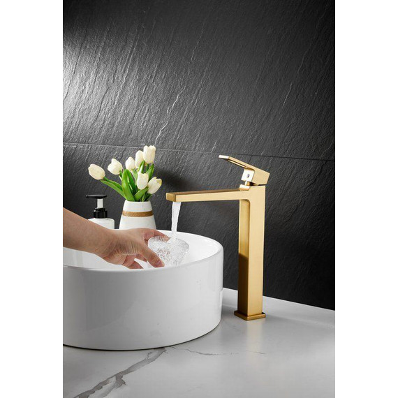 Смеситель для раковины высокий Belz B11658-5, золото фото 22