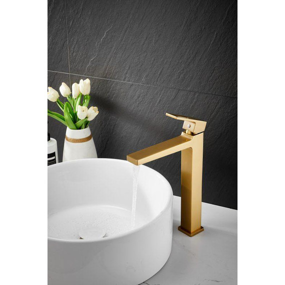 Смеситель для раковины высокий Belz B11658-5, золото фото 24