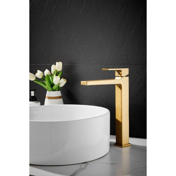 Смеситель для раковины высокий Belz B11658-5, золото фото 4