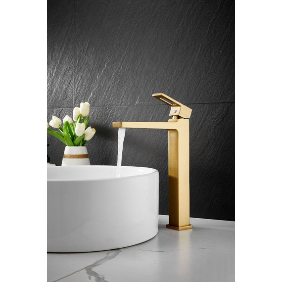 Смеситель для раковины высокий Belz B11658-5, золото фото 6