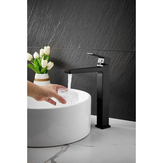 Смеситель для раковины высокий Belz B11658-7, чёрный фото 8