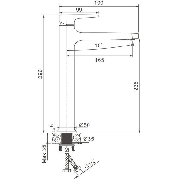 Смеситель для раковины высокий Belz B11713-5, золото брашированное фото 21