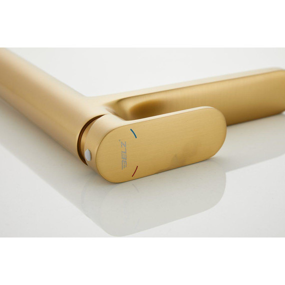 Смеситель для раковины высокий Belz B11713-5, золото брашированное фото 20