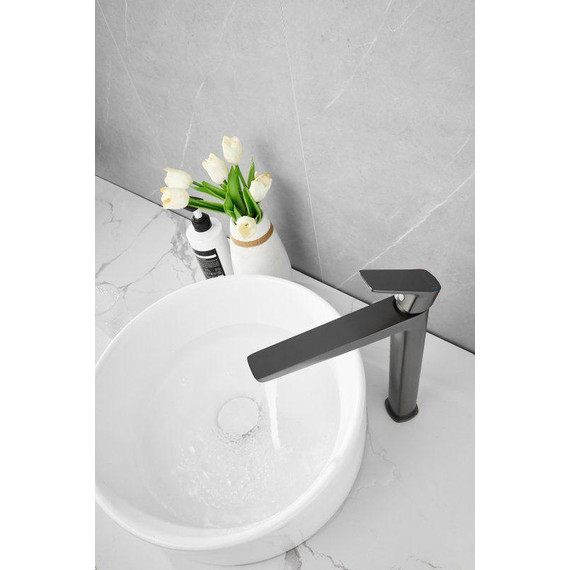 Смеситель для раковины высокий Belz B11715-3, оружейная сталь фото 7