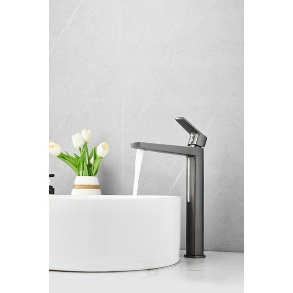 Смеситель для раковины высокий Belz B11715-3, оружейная сталь фото 9