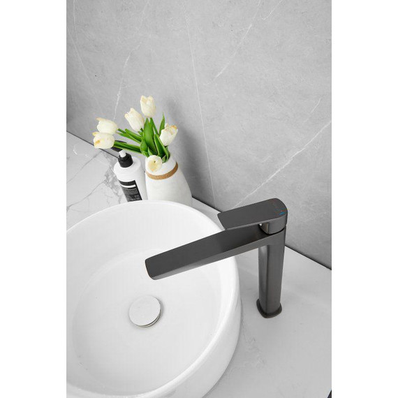 Смеситель для раковины высокий Belz B11715-3, оружейная сталь фото 14