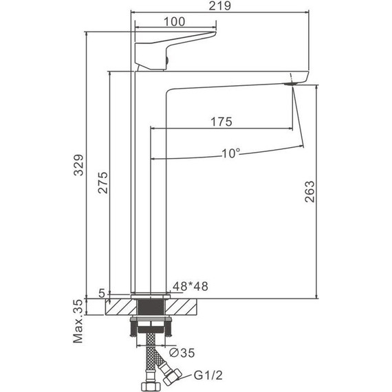 Смеситель для раковины высокий Belz B11715-3, оружейная сталь фото 24