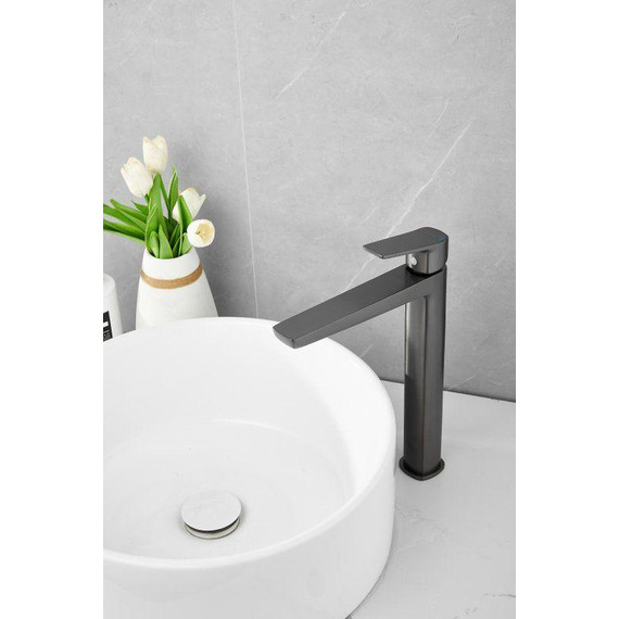 Смеситель для раковины высокий Belz B11715-3, оружейная сталь фото 4