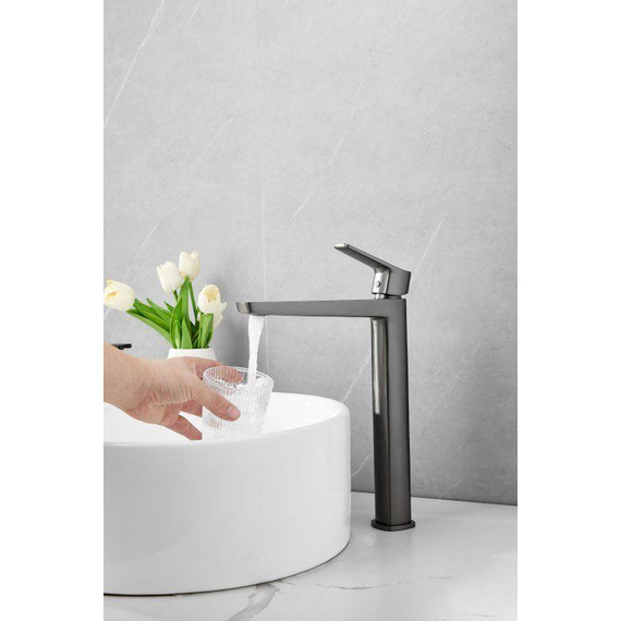 Смеситель для раковины высокий Belz B11715-3, оружейная сталь фото 5