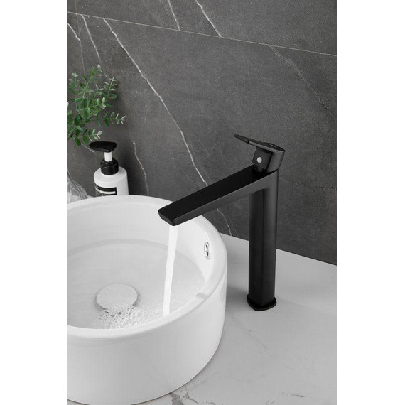 Смеситель для раковины высокий Belz B11715-7, чёрный матовый фото 6