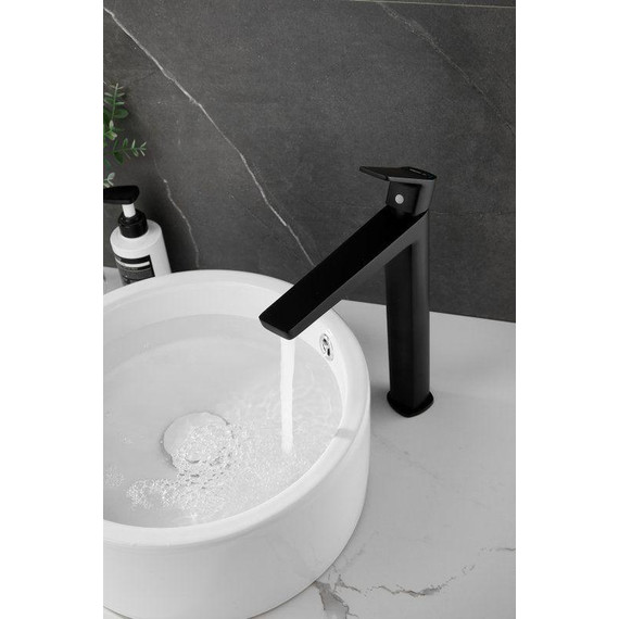 Смеситель для раковины высокий Belz B11715-7, чёрный матовый фото 7