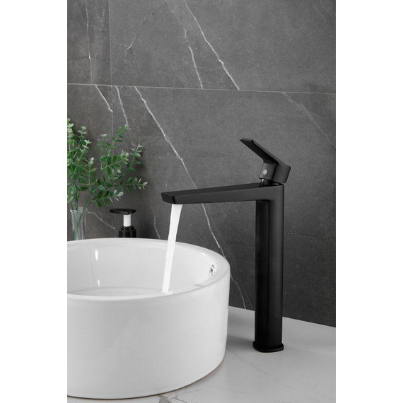 Смеситель для раковины высокий Belz B11715-7, чёрный матовый фото 13