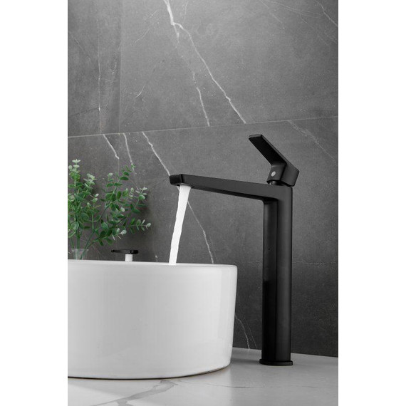 Смеситель для раковины высокий Belz B11715-7, чёрный матовый фото 2