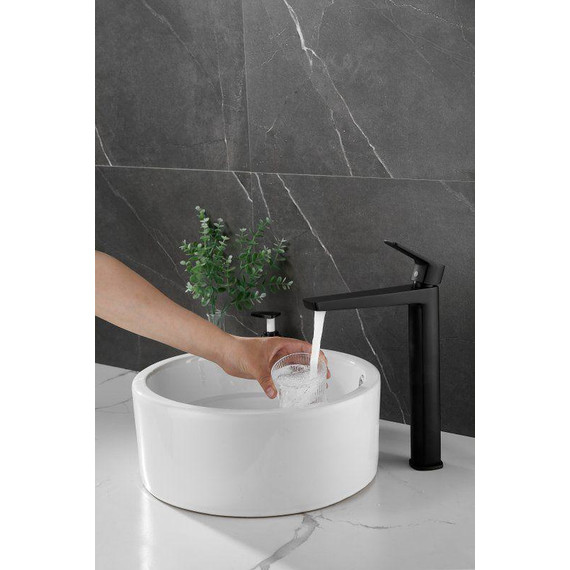 Смеситель для раковины высокий Belz B11715-7, чёрный матовый фото 20