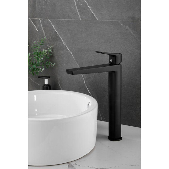 Смеситель для раковины высокий Belz B11715-7, чёрный матовый фото 21