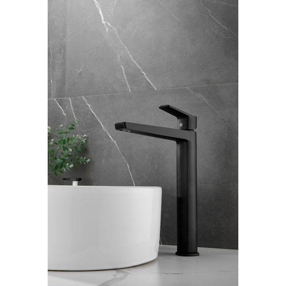 Смеситель для раковины высокий Belz B11715-7, чёрный матовый фото 5