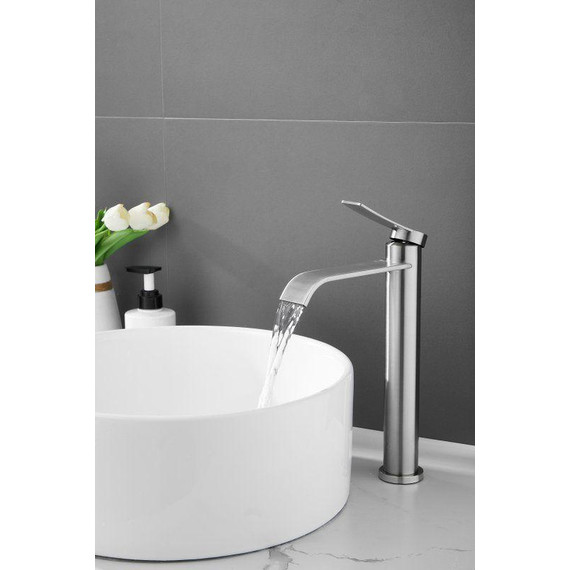 Смеситель для раковины высокий Belz B11812-1, сатин фото 14