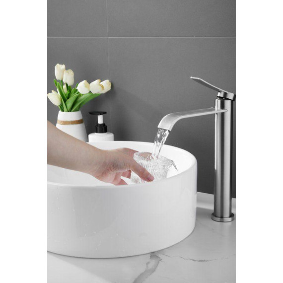 Смеситель для раковины высокий Belz B11812-1, сатин фото 17