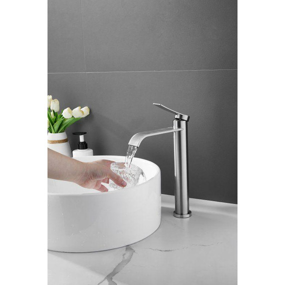 Смеситель для раковины высокий Belz B11812-1, сатин фото 3